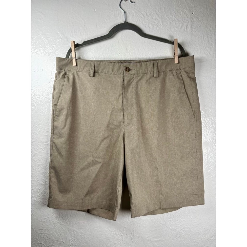 PGA Tour Mens Golf Shorts Size 38 Khaki Flat Front Stretch Pickleball Athleisure
